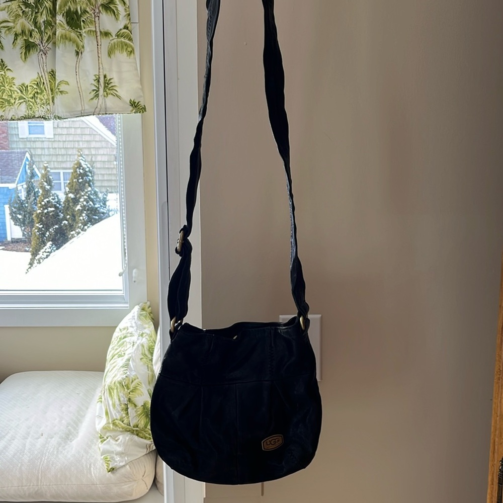 Black leather crossbody bag